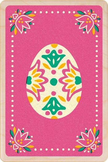 Carte postale en bois OEUF DE PÂQUES ROSE Carte de Pâques 1