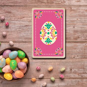 Carte postale en bois OEUF DE PÂQUES ROSE Carte de Pâques 2