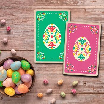 Carte postale en bois OEUF DE PÂQUES ROSE Carte de Pâques 3