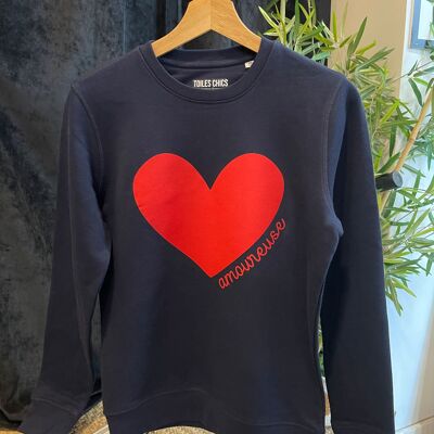 Marineblaues Valentinstags-Sweatshirt „Amoureuse“.