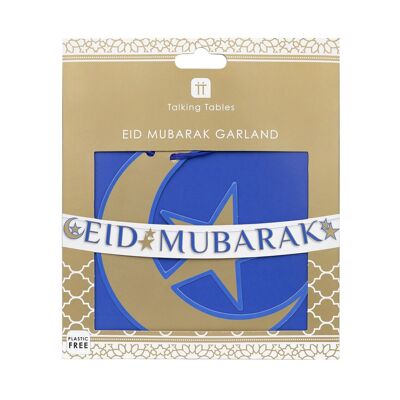 Guirnalda de papel Eid Mubarak azul marino y dorado