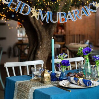 Guirlande en papier Eid Mubarak bleu marine et or 5