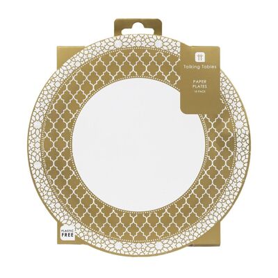 Art Deco Gold Paper Plates - 10 Pack