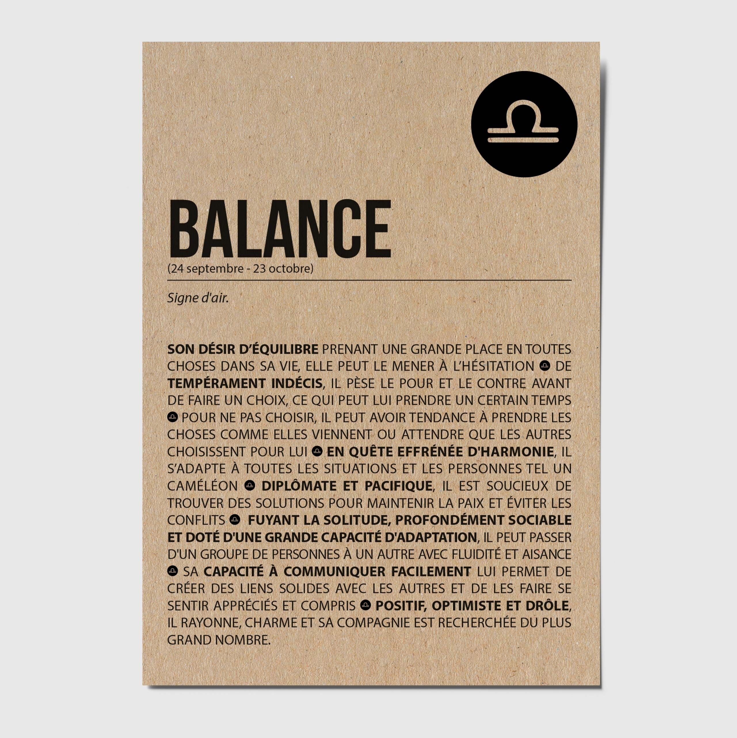 Postkarte mit Sternzeichen Waage