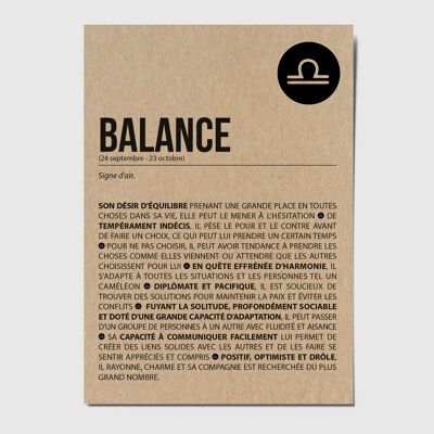 Carte postale signe du zodiaque Balance