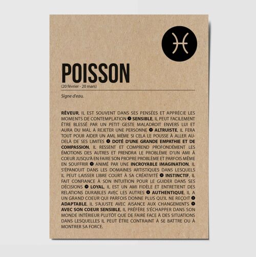 Carte postale signe du zodiaque Poisson