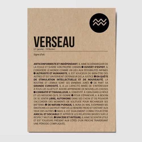 Carte postale signe du zodiaque Verseau