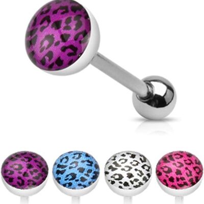 Set di 4 piercing al bilanciere in acciaio chirurgico 316 L - 4 colori - Leopardo - Lingua/Arcade