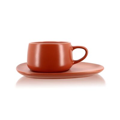 TAZA DE TÉ 30 CL CON PLATILLO PAPRIKA GRES OUTO