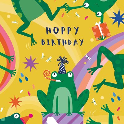 Tarjeta de cumpleaños infantil Fun Frogs