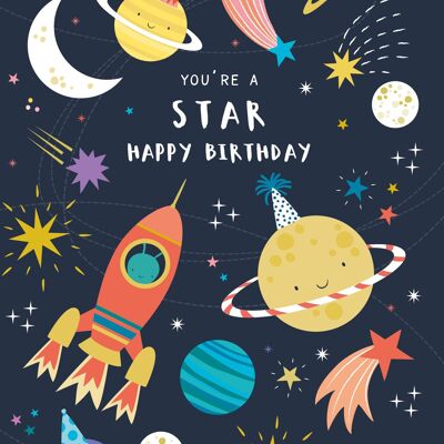 Biglietto d'auguri per bambini generico spaziale