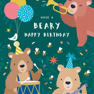 Carte d'anniversaire pour enfants, oursons