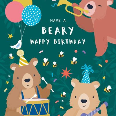 Biglietto di auguri per bambini con orsetti di compleanno