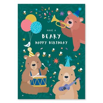 Carte d'anniversaire pour enfants, oursons 2