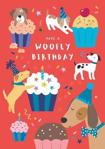 Carte d'anniversaire pour enfants Fun Dogs and Cakes 1