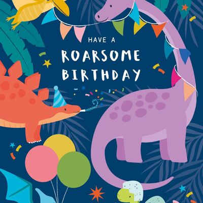 Biglietto di compleanno per bambini con dinosauro
