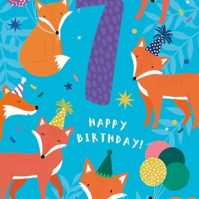 Füchse-Geburtstagskarte für 7 Jahre