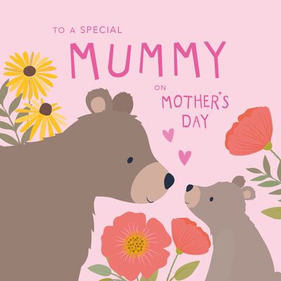 Carte de fête des mères maman et bébé ours