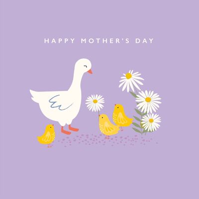 Tarjeta Feliz día de la madre con lindos gansos
