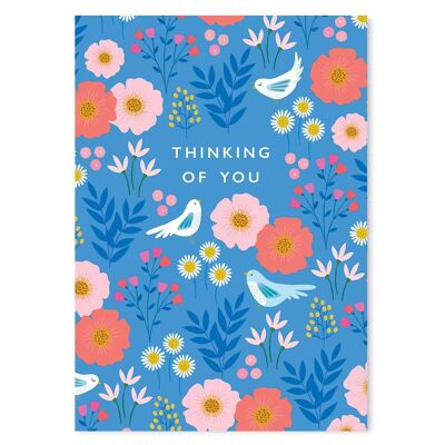Thinking Of You Pretty Blue Floral Card