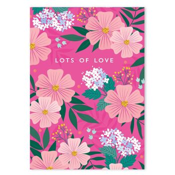 Beaucoup d'amour carte florale rose 1