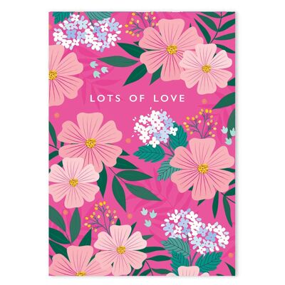 Beaucoup d'amour carte florale rose