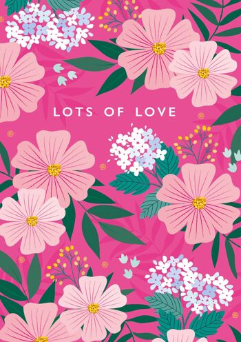 Beaucoup d'amour carte florale rose 2