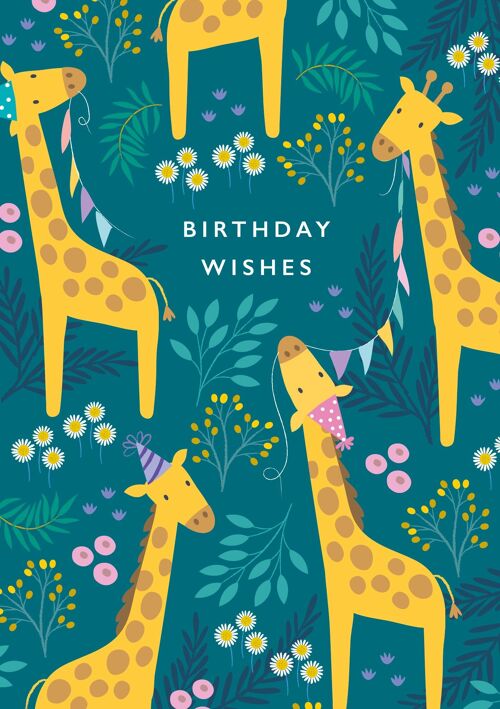 Birthday Wishes Giraffes Card