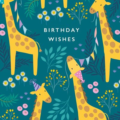 Carte de souhaits d'anniversaire avec girafes