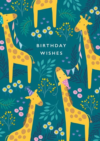 Carte de souhaits d'anniversaire avec girafes 1