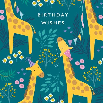 Carte de souhaits d'anniversaire avec girafes