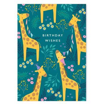 Carte de souhaits d'anniversaire avec girafes 2