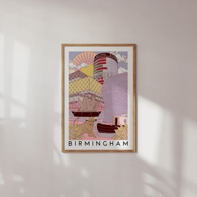 Stampa artistica delle città di "Birmingham" - Stampa poster con skyline elegante