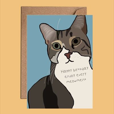 Tarjeta de cumpleaños del gato atigrado - Feliz cumpleaños - Disfrute WAC24101