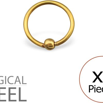 Tata Gisèle Set of 5 Nose Piercings in Gold 316L Surgical Steel - Captive Ring 8 mm