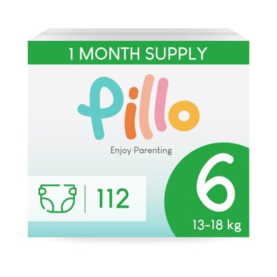 Pillo Diapers Size 6 - 112x Baby Diapers - Extra Large (13-18 kg) - 112 pcs