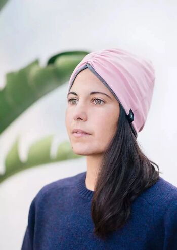 Turban réversible | Rose grise 1