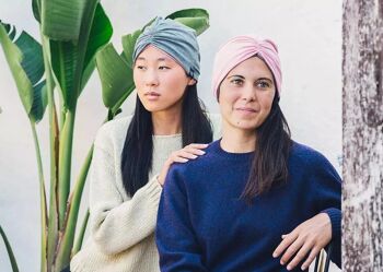 Turban réversible | Rose grise 3