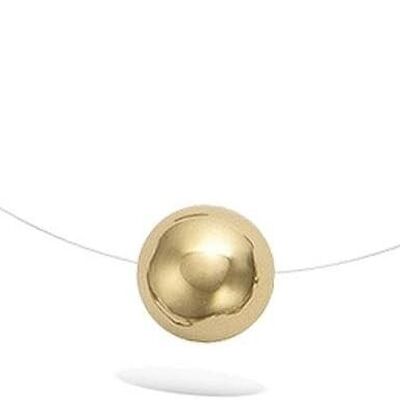 Collier Fil Nylon et Pendentif Boule Plaque Or 8mm