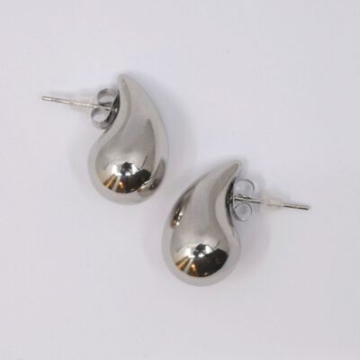 Boucles d'oreilles acier forme de goutte pleine petite