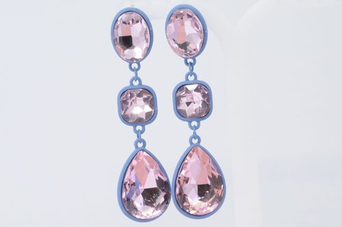 Boucles d'oreilles acier strass ovales ronds gouttes