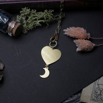 collier pendentif cadenas et lune en laiton 4
