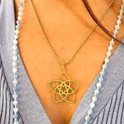 VENUS FLOWER pendant + chain, stainless steel silver, rose, gold
