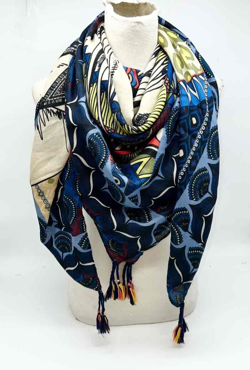 Großer quadratischer Schal mit Pompon JZ-46735-5