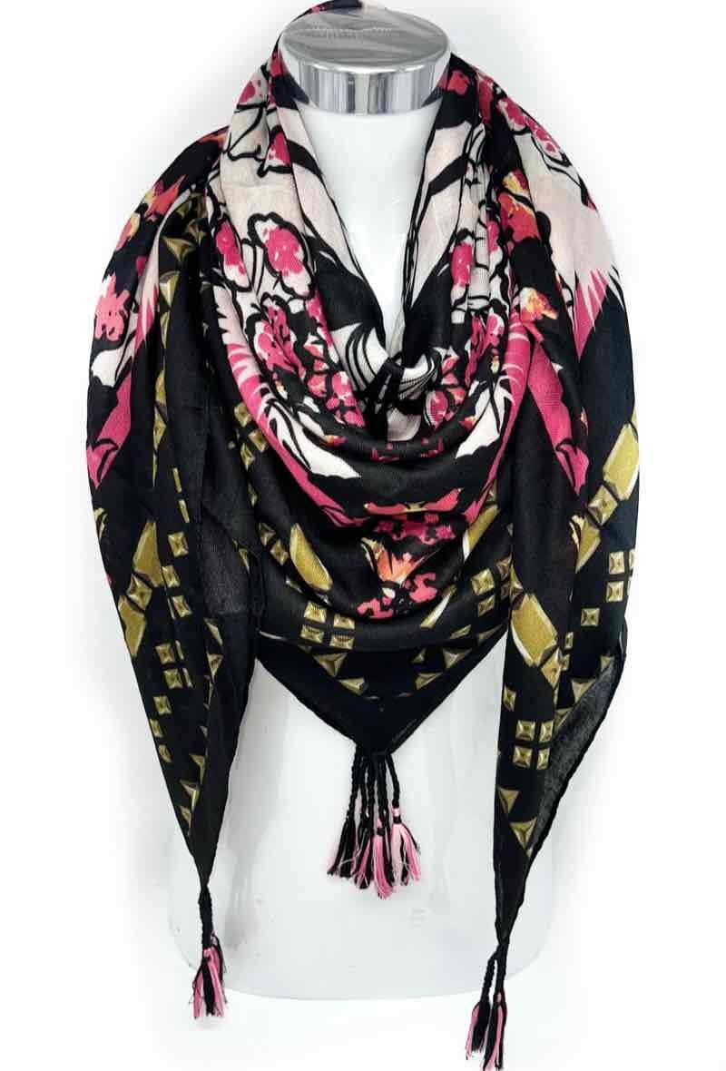 Großer quadratischer Schal mit Pompon 46735-23