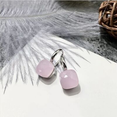 Jozemiek Stone Ohrring Soft Pink – Silber