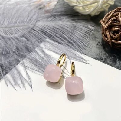 Jozemiek Stone earring Soft Pink - Gold