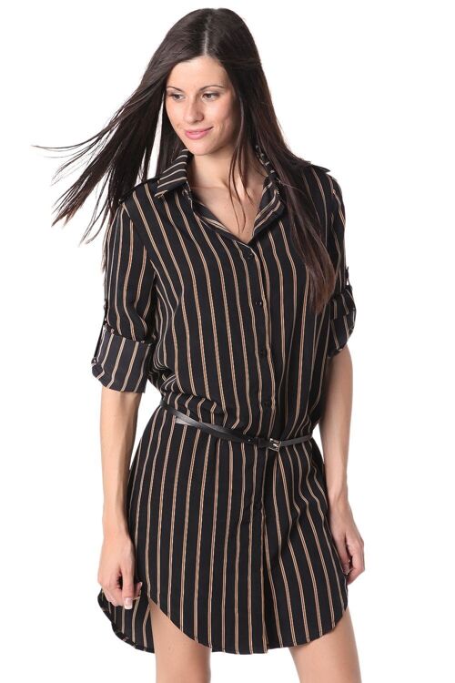 Tencel stripe shirt dress