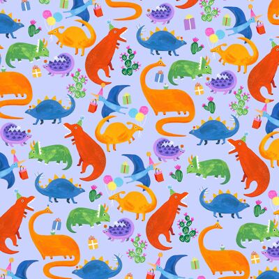 W-0013 Dinosaur Wrapping Paper blue