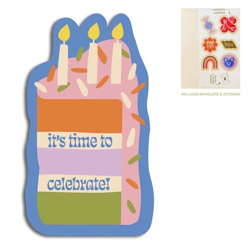 Ausgeschnittene Karten – Kuchen – Es ist Zeit zu feiern